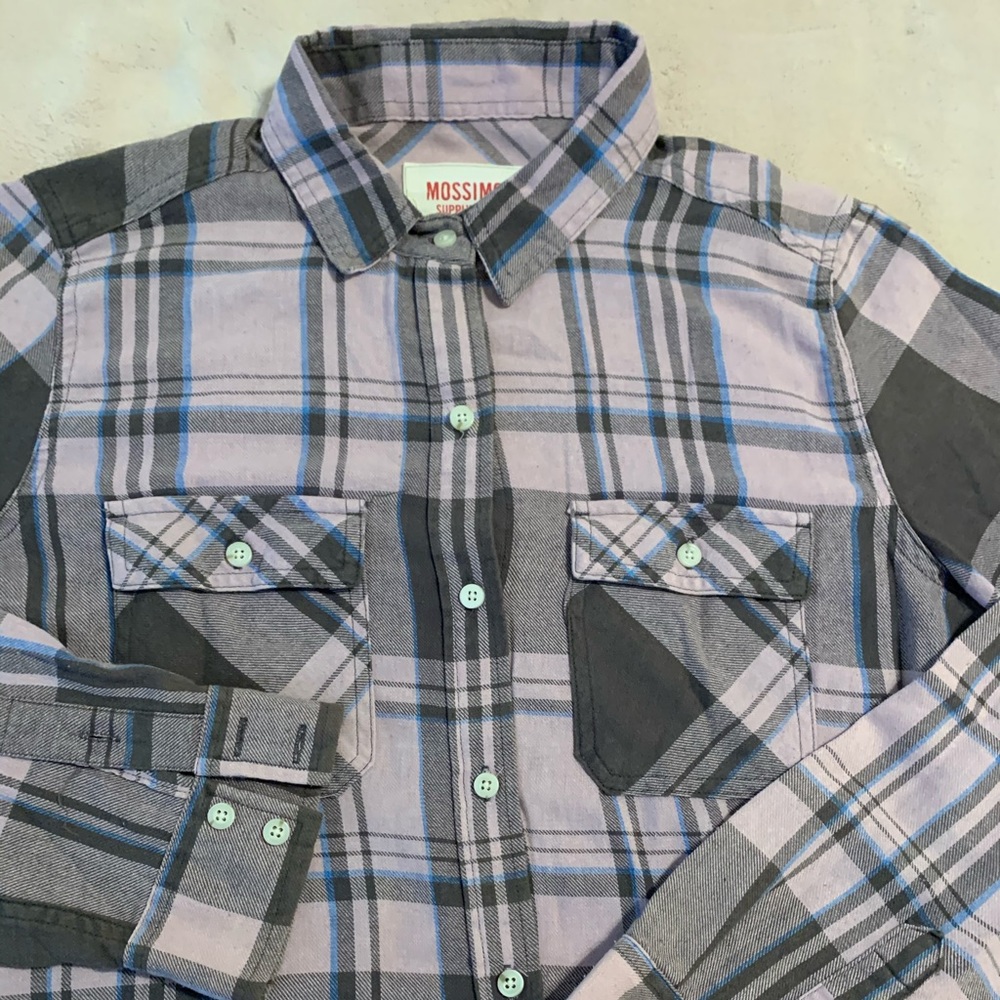 Long flannel tunic, button front
